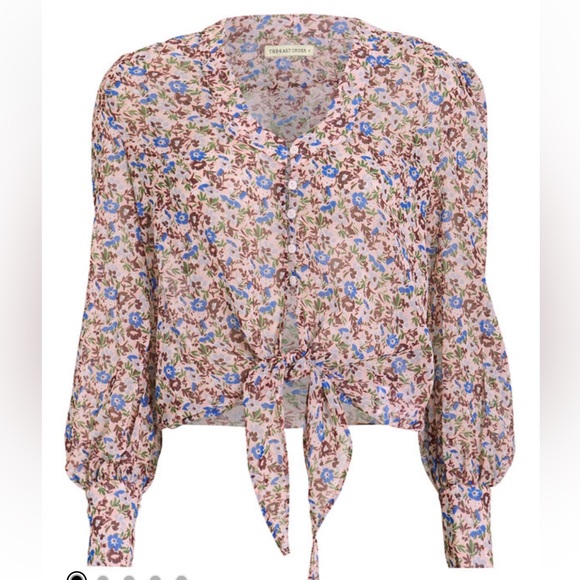 The East Order Sophie Chiffon Tie Front Blouse Multicolor Floral Print Size XS - Picture 2 of 15